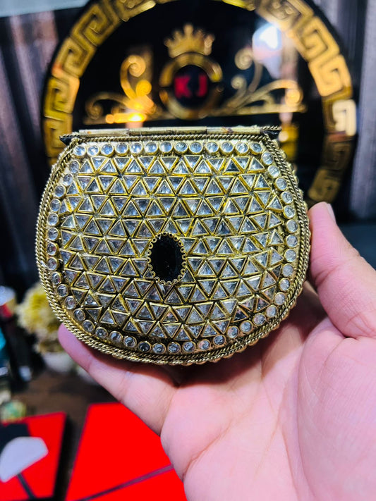Medium Metal Bag With Kundan Work BB-8