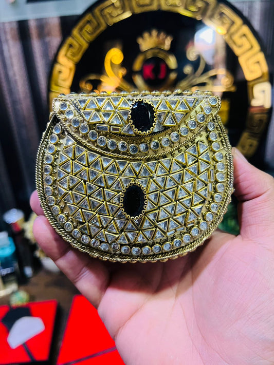 Medium Metal Bag With Kundan Work BB-8