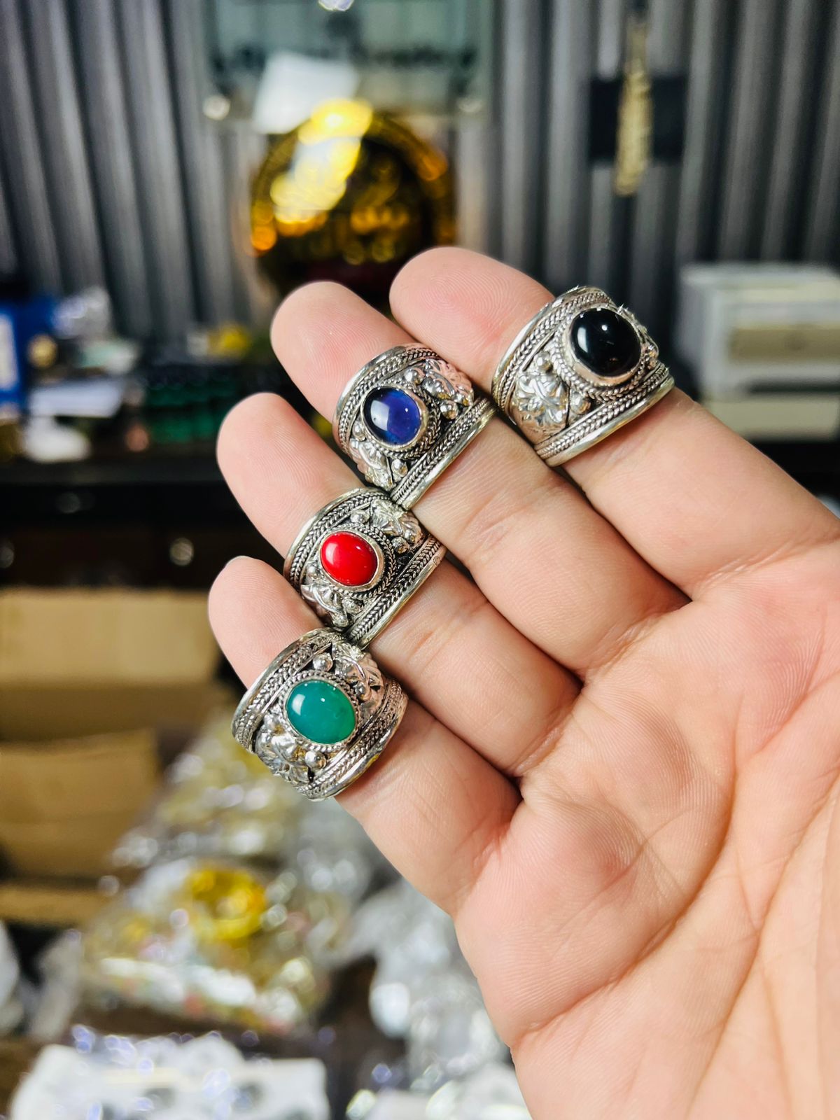 Nepali Stone Hand Carving Ring (Adjustable)