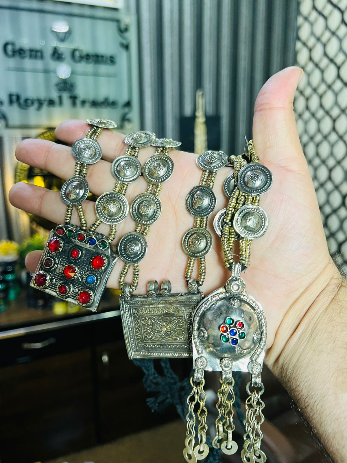 Afghani Pednant With Turkman Button Made Necklace (One Piece)