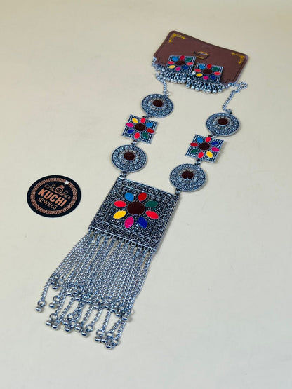 Multi Color Oxidized Necklace Set