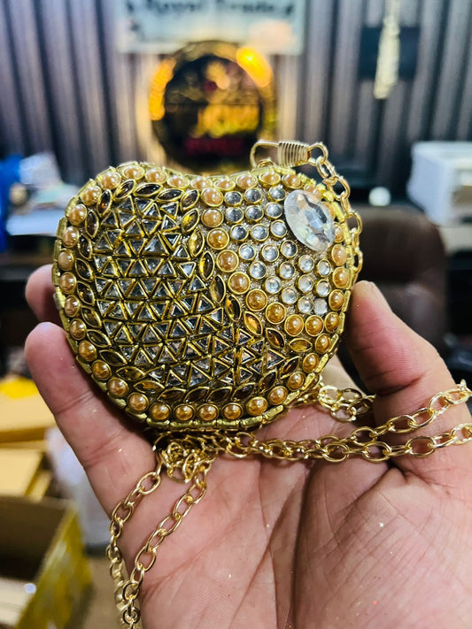 Best Price Mini Kundan Clutch Apple Shape (Multi Stone)