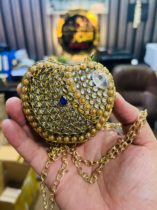 Best Price Mini Kundan Clutch Apple Shape (Multi Stone)