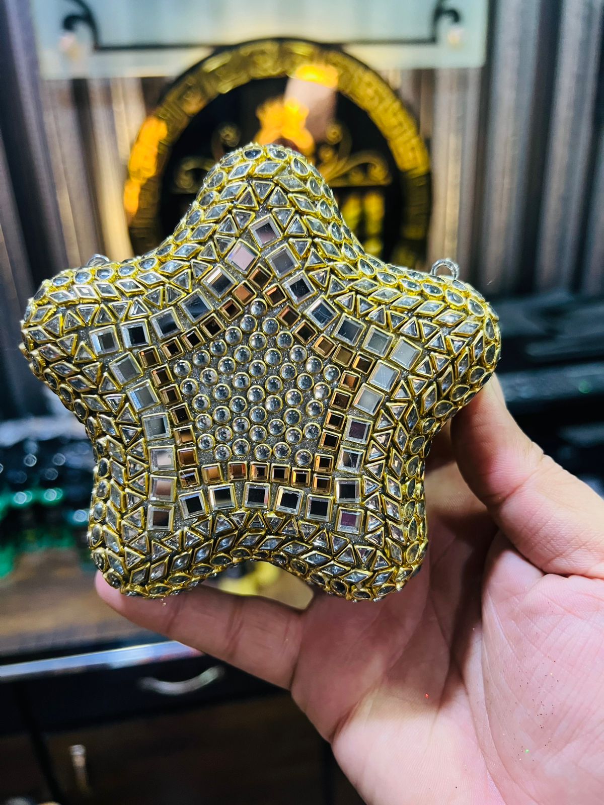 Star Shape Kundan Work Hand Bag (Kundan Stone)