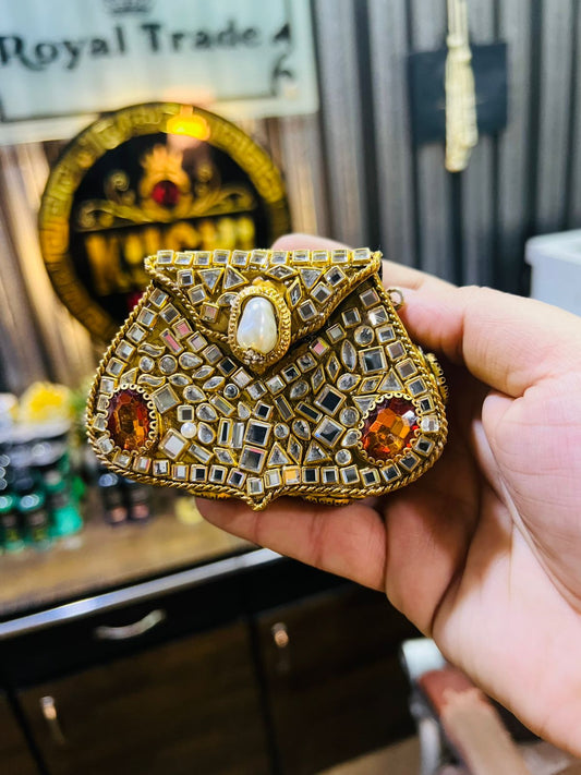 Mini Kundan Metal Bag Mughlia Shape (Copper Stone) Hani-1