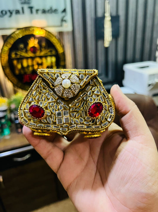 Mini Kundan Metal Bag Mughlia Shape (Red Stone) Hani-2