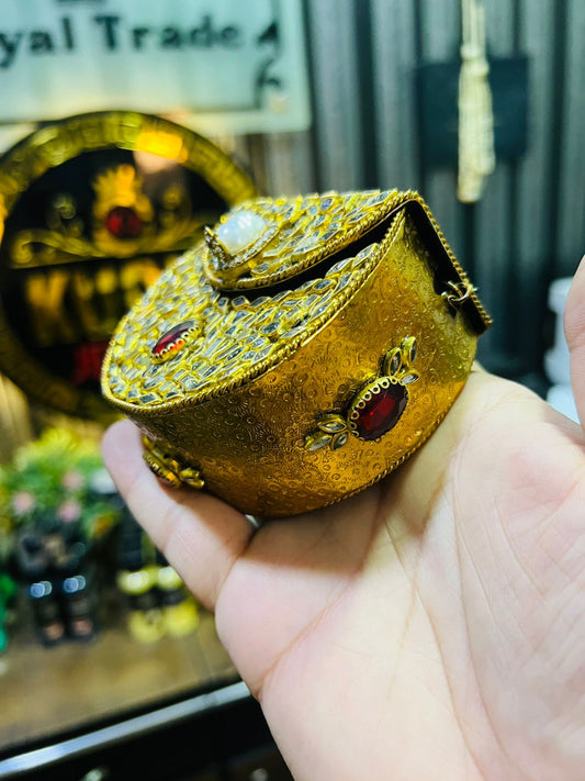 Mini Kundan Metal Bag D Shape (Red Stone) Hani-7