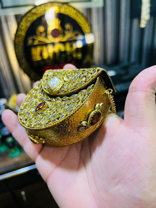 Mini Kundan Metal Bag D Shape (Copper Stone) Hani-8