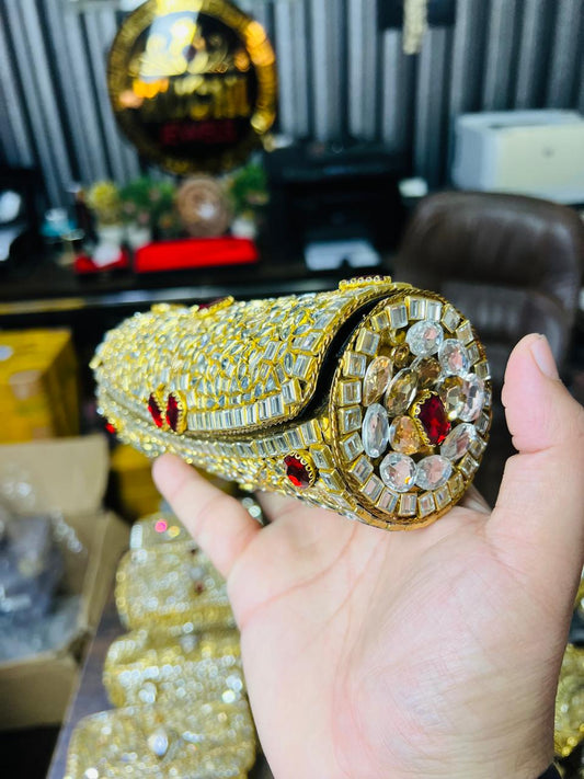 Large Cylinder Shape Kundan Work Bag 15-K