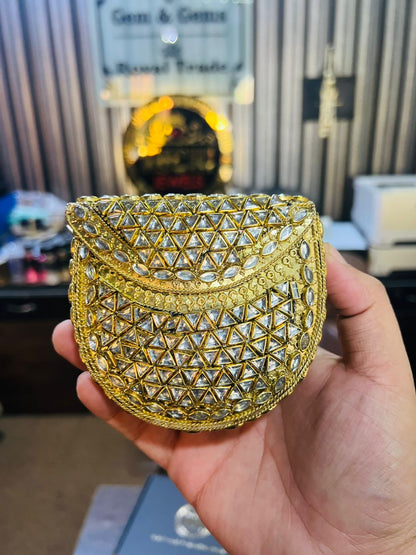 Medium Kundan Golde Bag Round D shape BB-K4