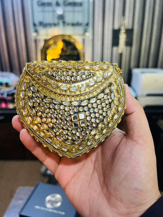 Medium Kundan Golde Bag Heart shape BB-K5