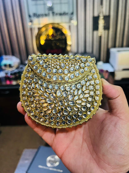 Medium Kundan Golde Bag Round D shape BB-K3