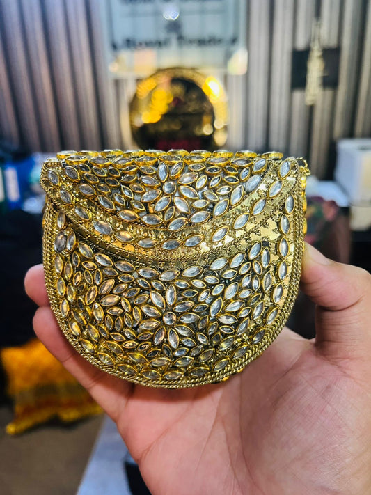 Medium Kundan Golde Bag D shape BB-K1