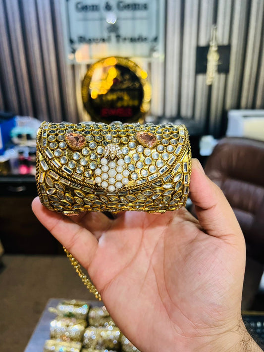 Mini Kundan Metal Cylinder Bag Best Price KK-24