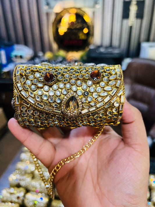 Mini Kundan Metal Cylinder Bag Best Price KK-28