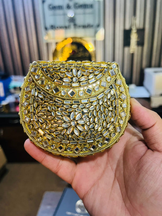 Medium Kundan Golde Bag Round D shape BB-K2