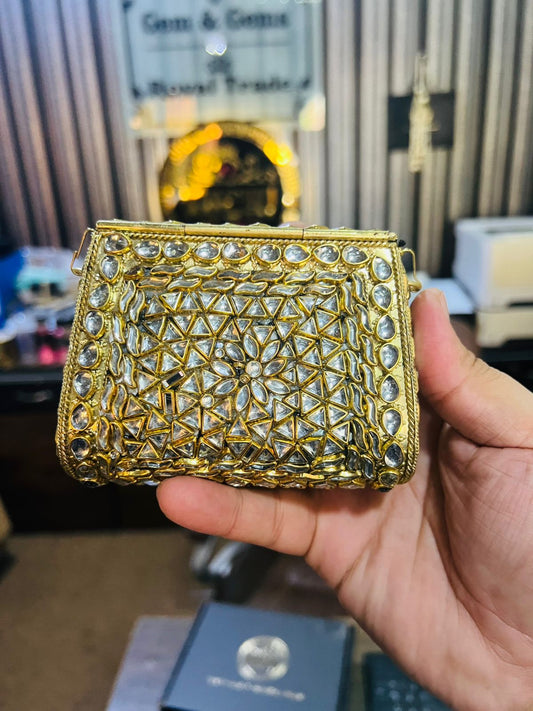 Medium Kundan Golde Bag Square shape BB-K8