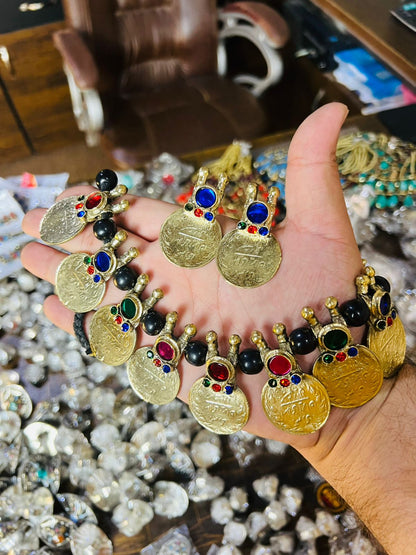 Golden Coins And Multi Beads Necklace Set