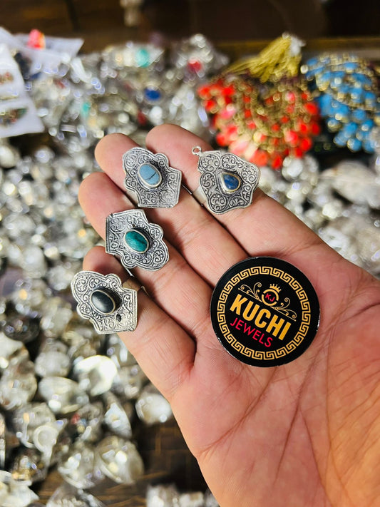 Turkman Carving Mix Design Ring (Adjustable)