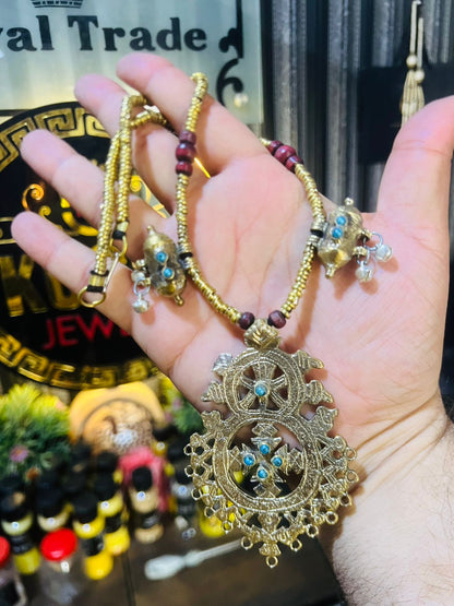 Turkish Pendant Necklace With Turquoise Beads