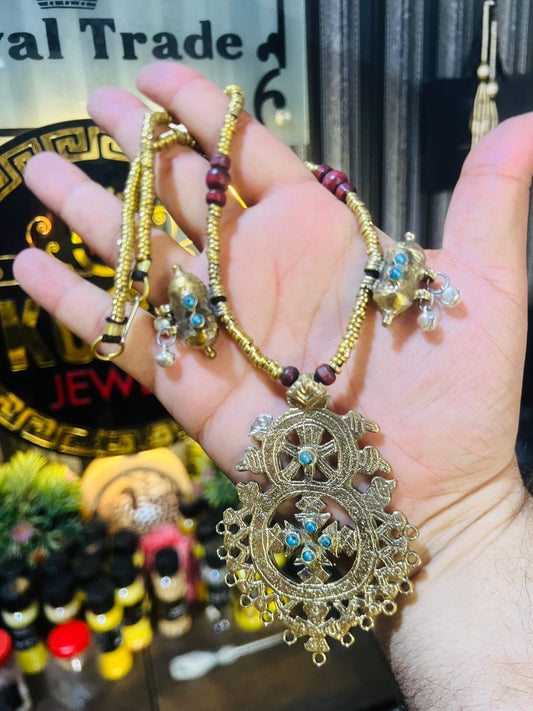 Turkish Pendant Necklace With Turquoise Beads