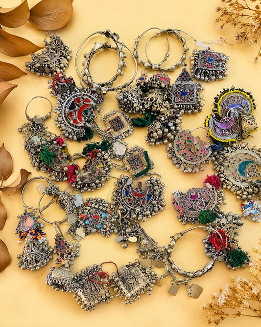 Unassorted Incomplete Vintage Afghani Earring Single Piece Or Pendants (Pack of 10 Random Pcs)
