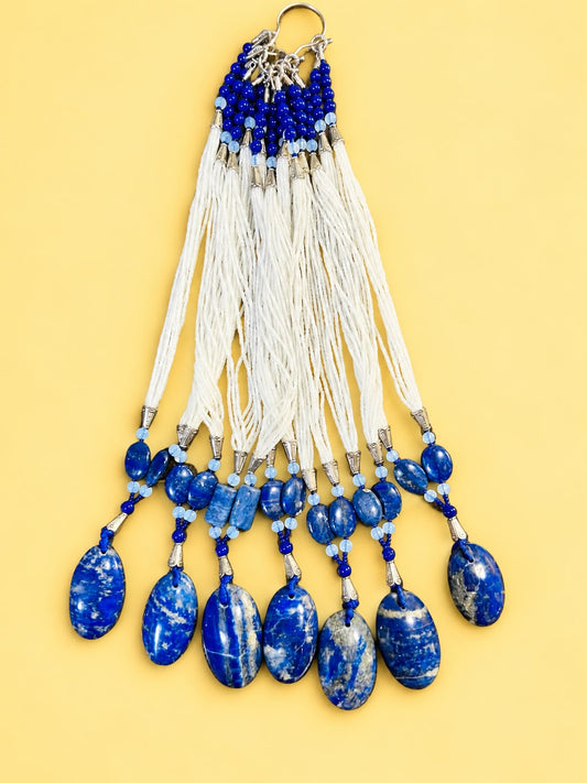 Lapiz Pendant &amp; Stone Beads String Necklace