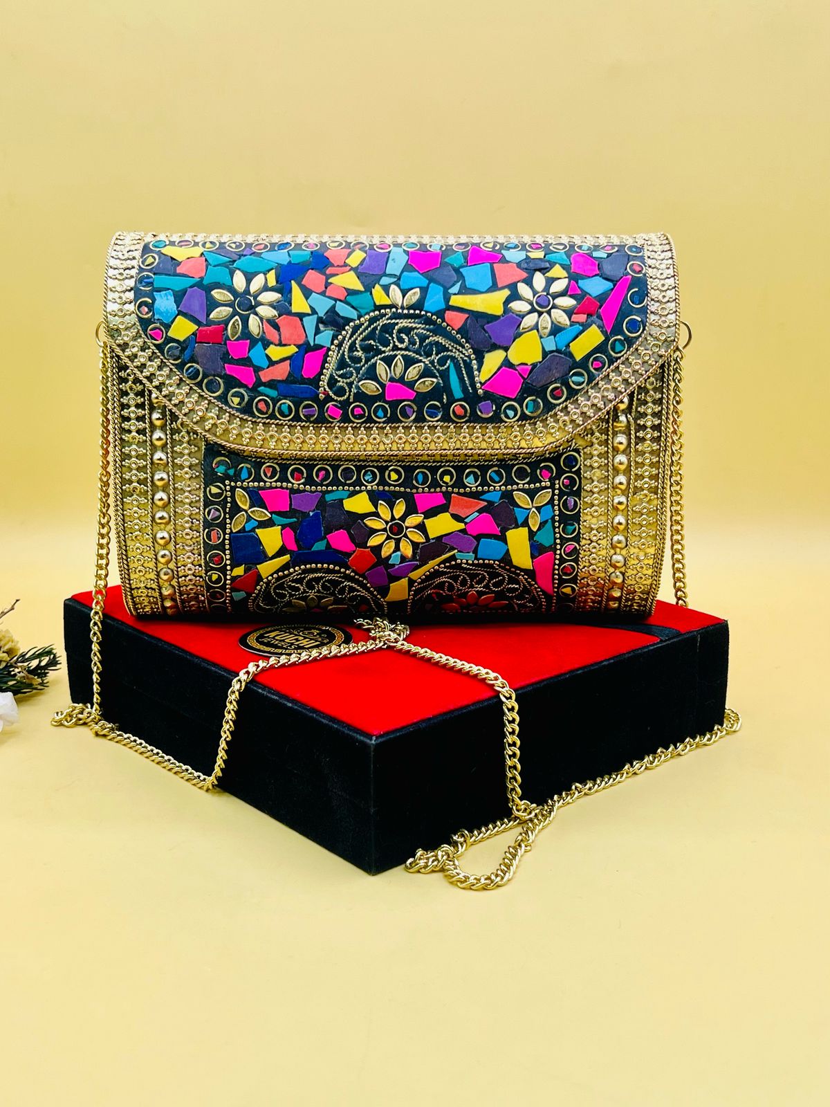 Stylish Indian Metal Stone Bag