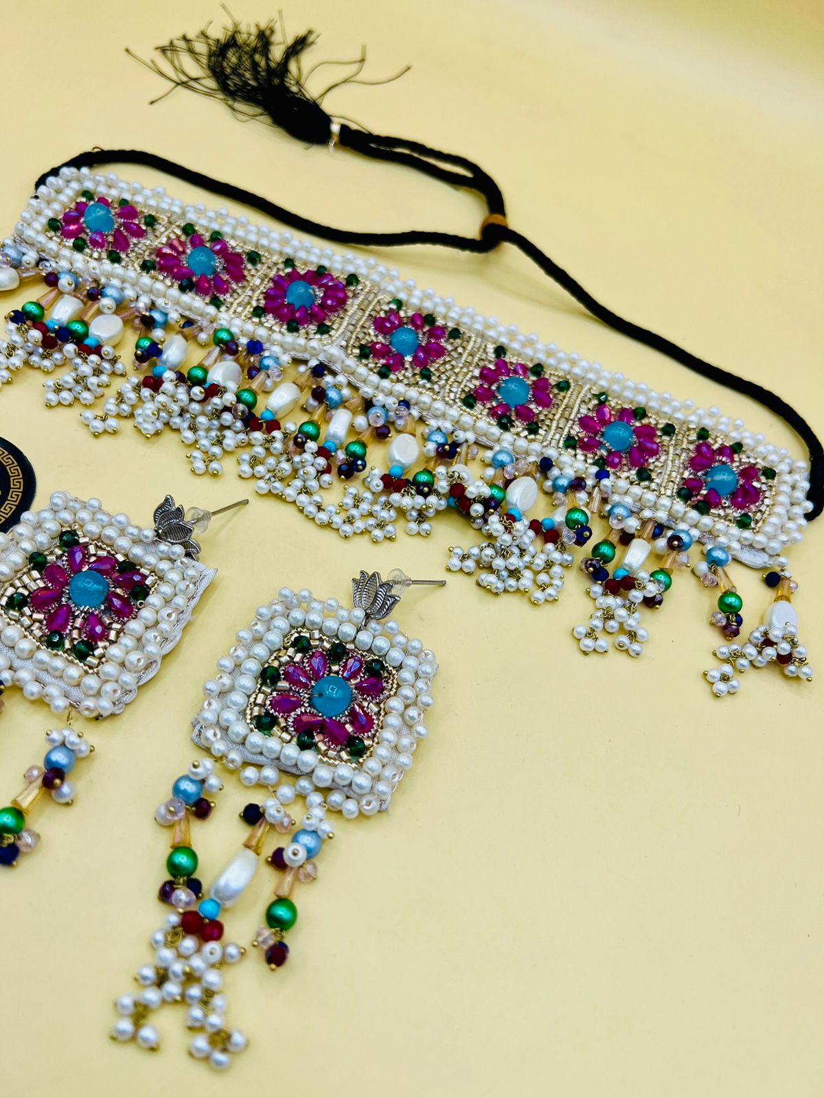 Artisan Multi-Gem Beaded Choker Jewelry Set