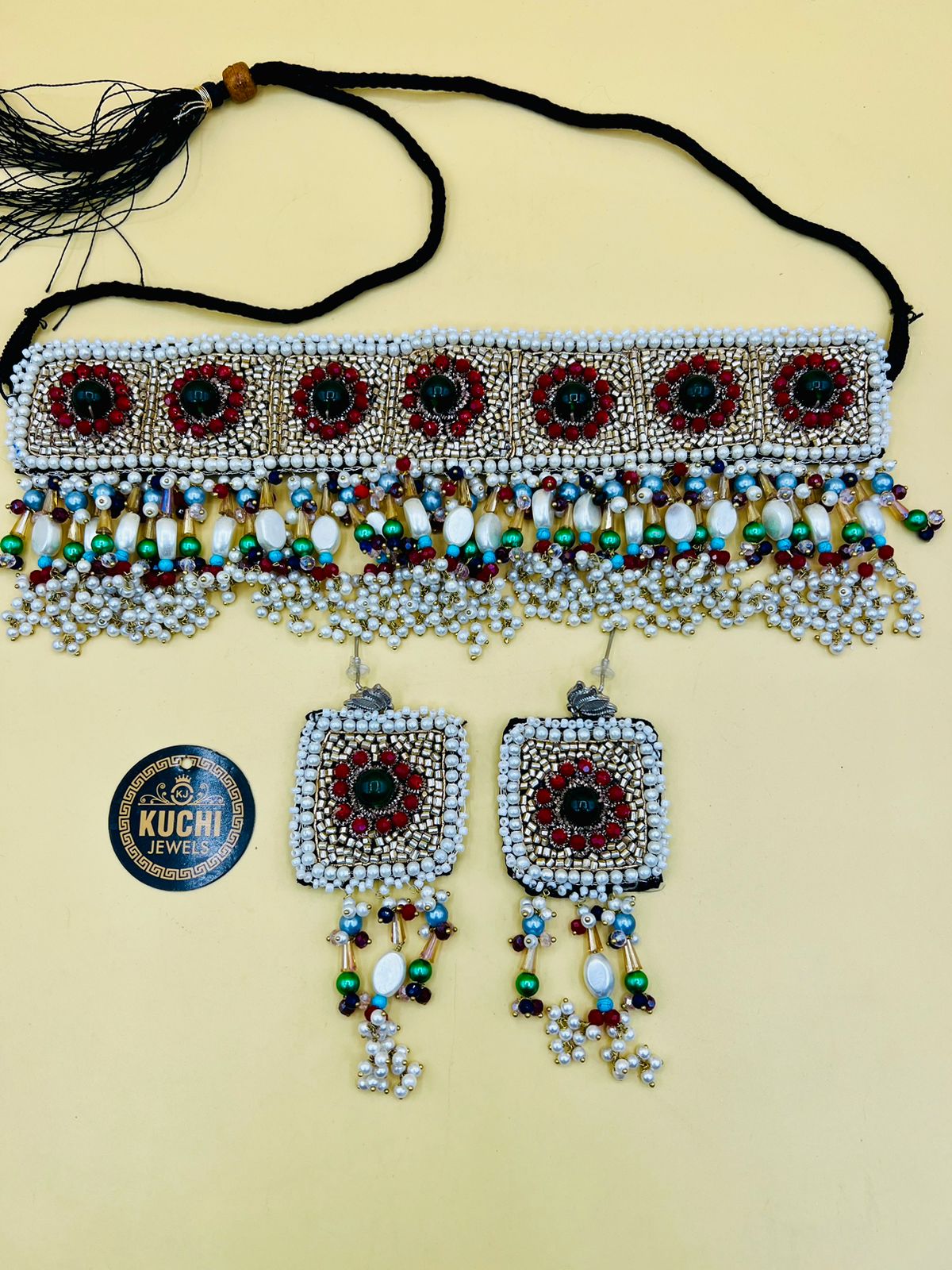 Artisan Multi-Gem Beaded Choker Jewelry Set