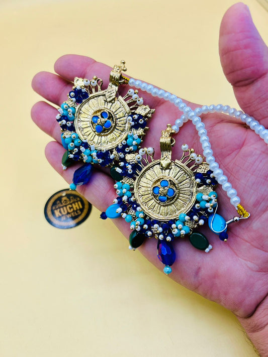 Golden Multi Pearls Earrings With Sahar