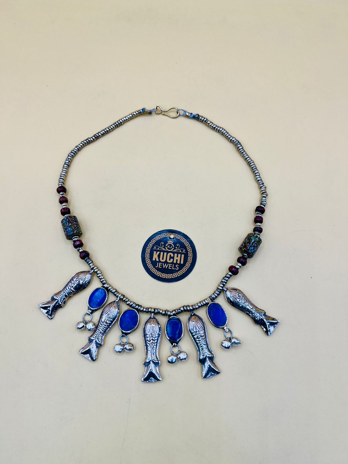 Fish Metal Vintage Multi Stone Necklace