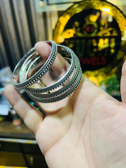 4 Piece Single Color Stylish Kara (Bracelet) Set {Size 2.5 (Dhai)}