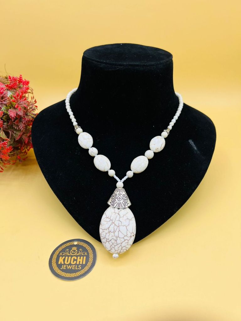 White Stone Pendant Necklace