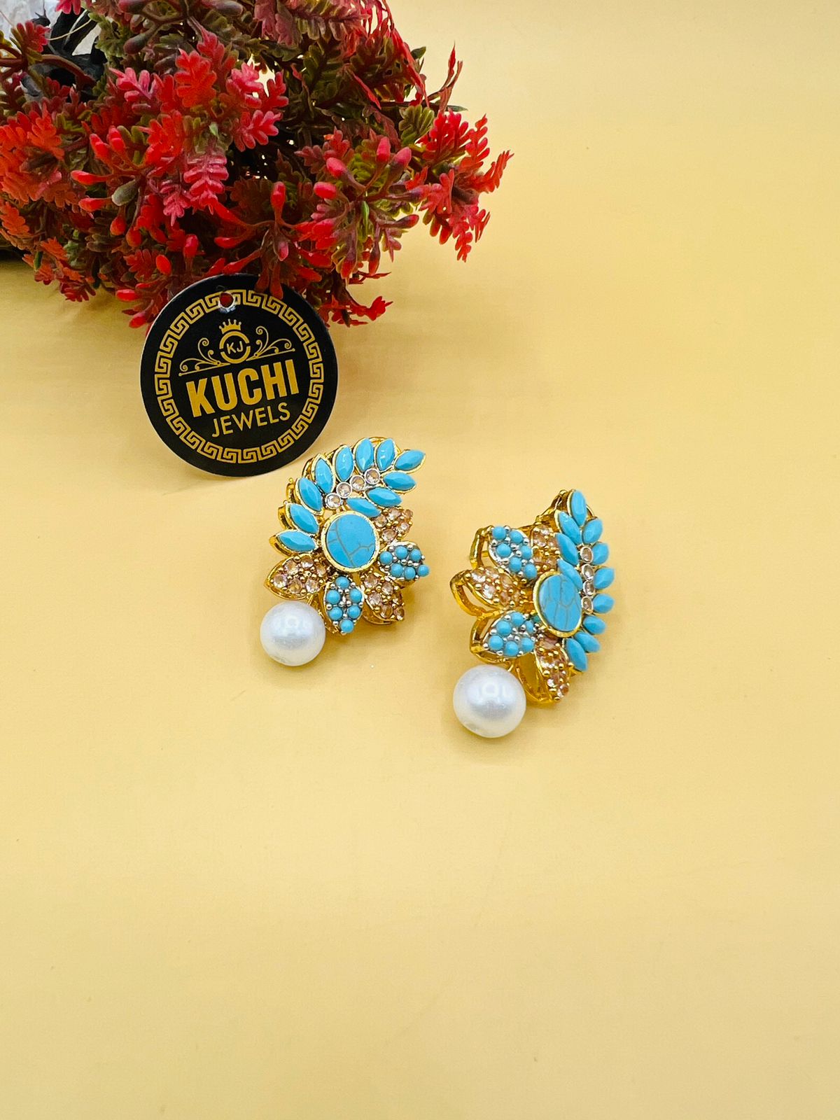 Zarqoon Stone Multi Color Earrings