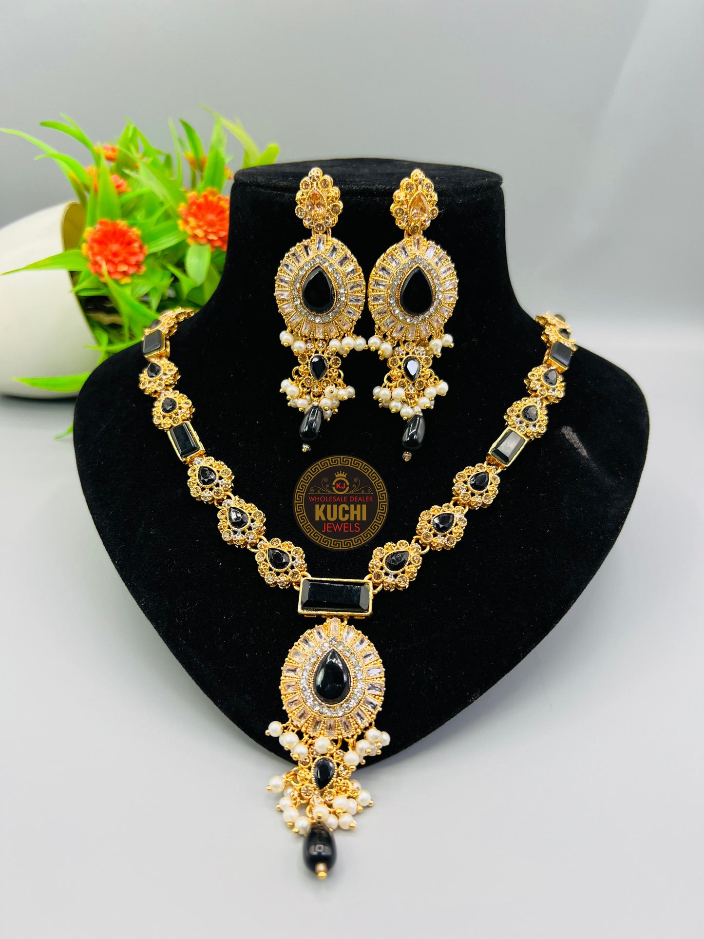 Zircon Golden Multi Color Necklace Set