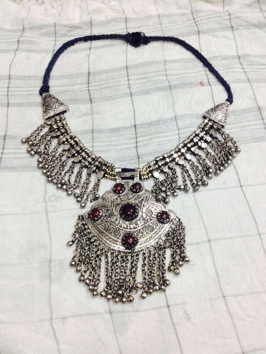 German Silver Moon Tribal Necklace